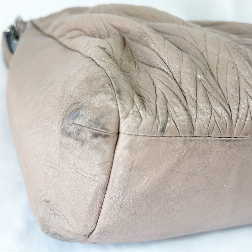 Coach Taupe Quilted Leather Hobo Bag with Silver Hardware